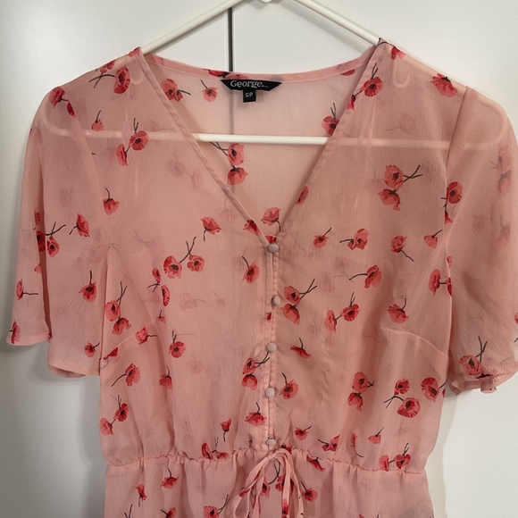 George Blush Pink Sheer Floral Blouse size S - Picture 3 of 3